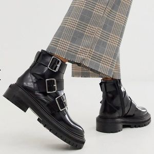 ASOS leather biker boots US 8